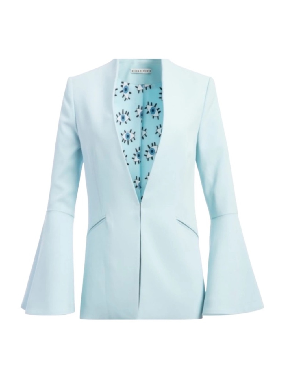Alice + Olivia Skye Trumpet Sleeve Boyfriend Blazer Powder Blue Size XS